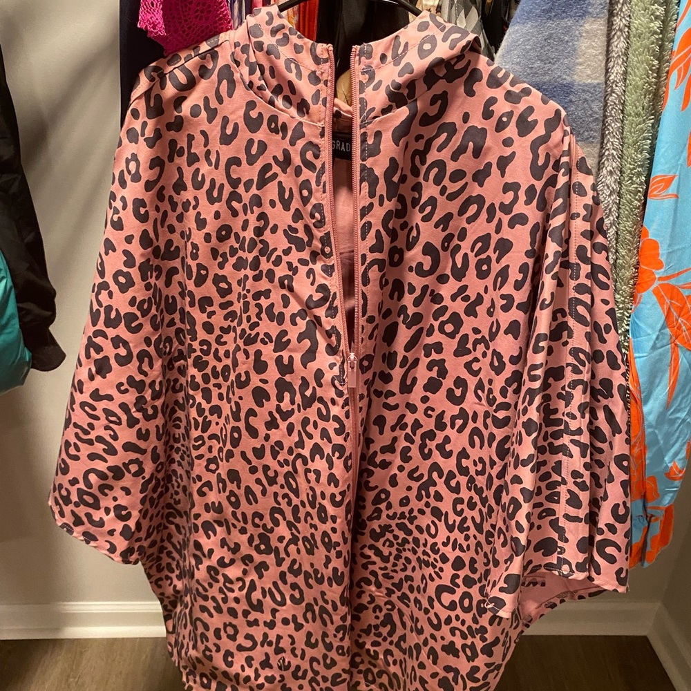 Pink Leopard Print poncho